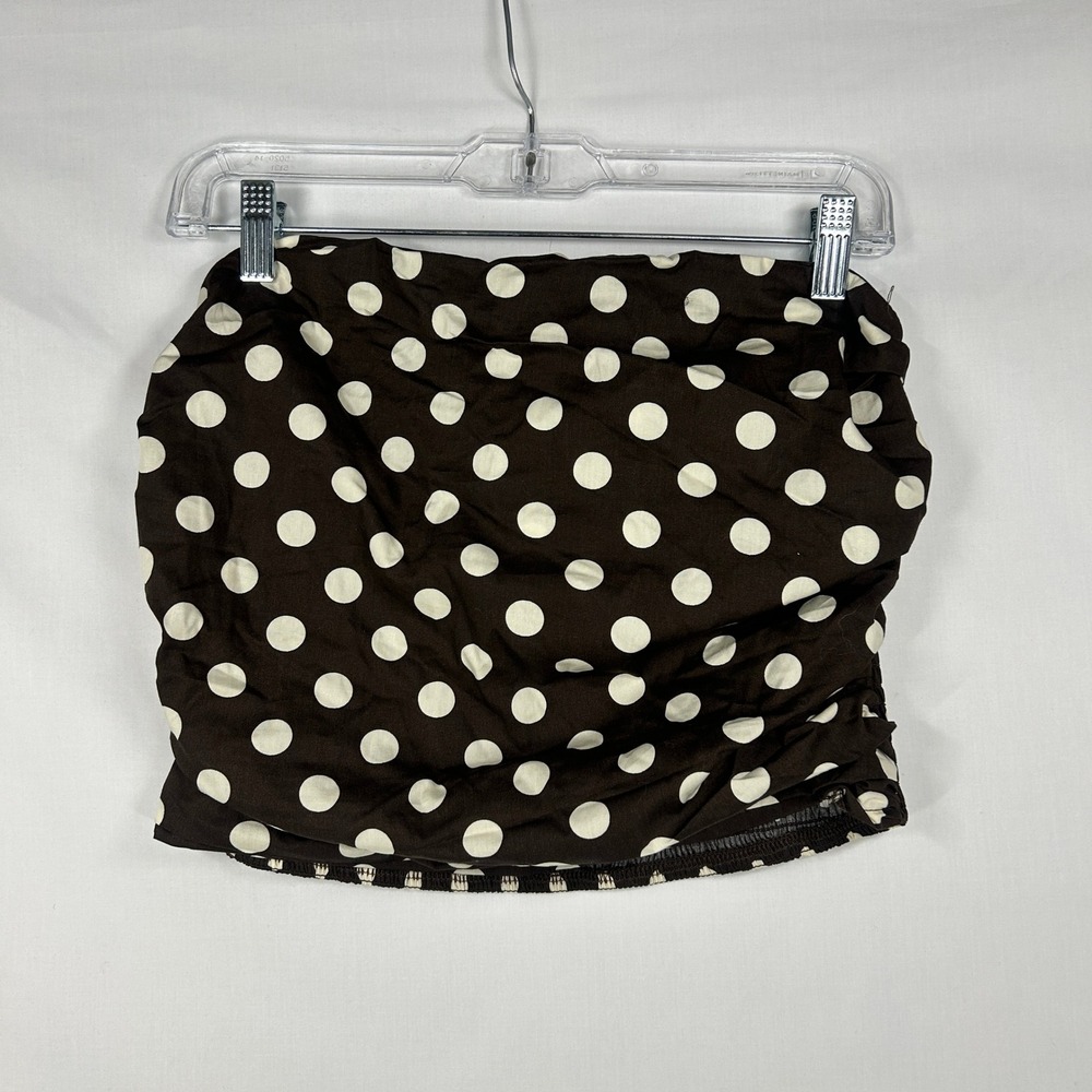 Band of the Free Brown Polka Dot Smocked Strapless Tube Top – Size Large